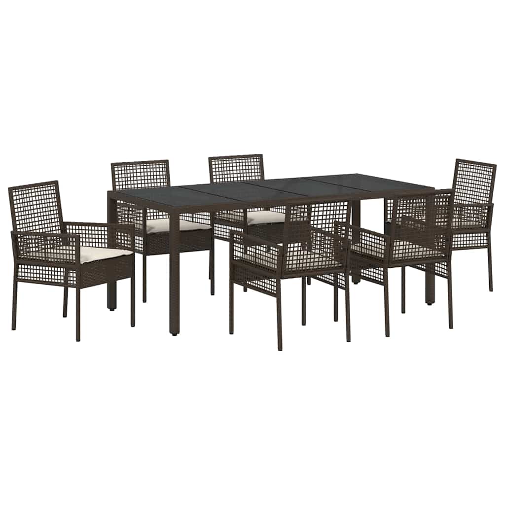 Have Spisebordssæt 7 pcs Brun polyrattan