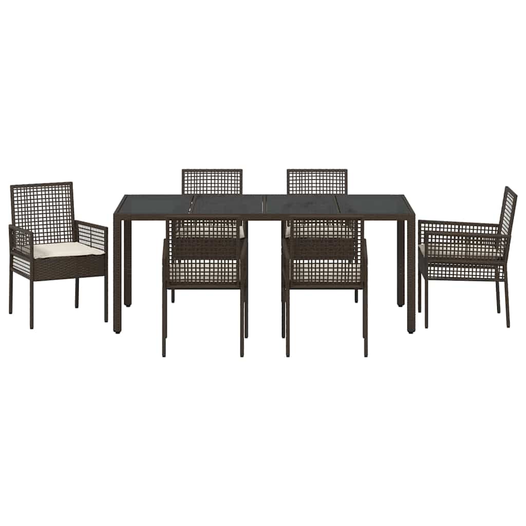 Have Spisebordssæt 7 pcs Brun polyrattan
