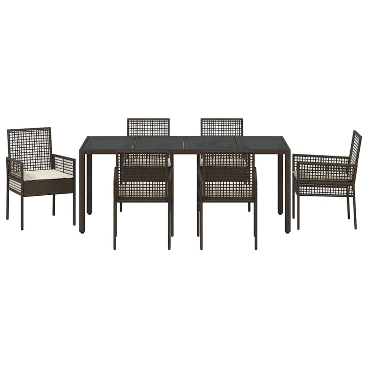 Have Spisebordssæt 7 pcs Brun polyrattan