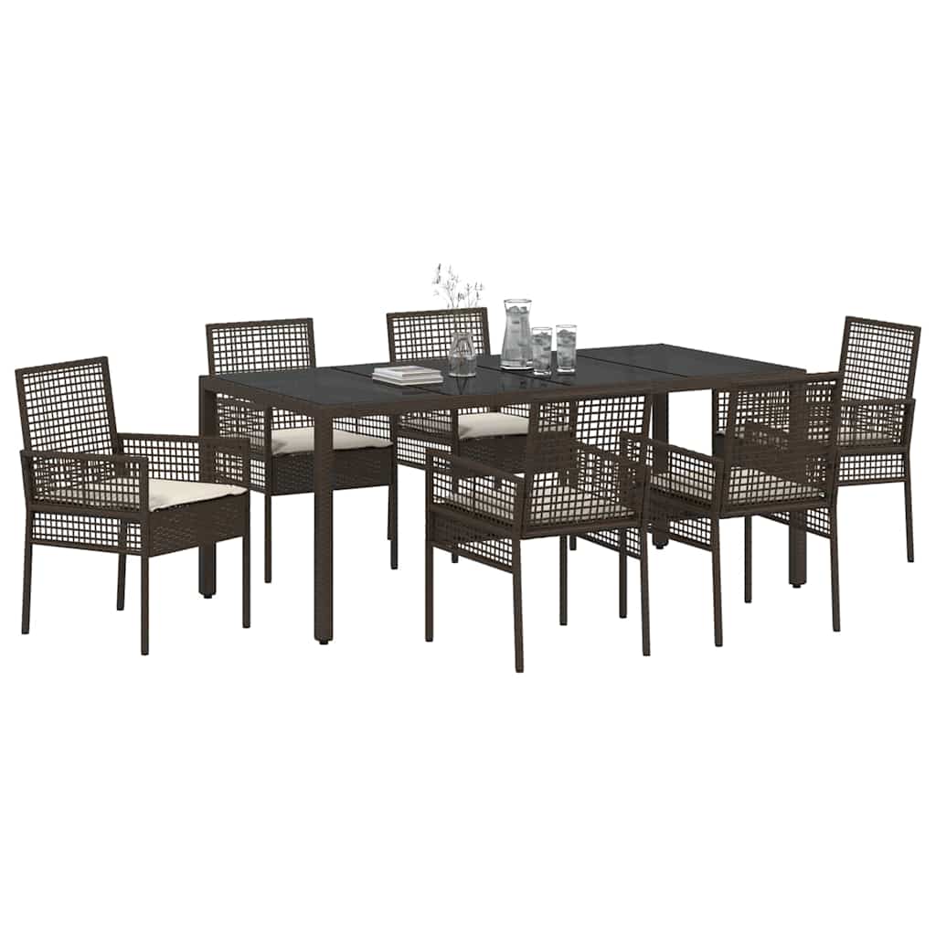 Have Spisebordssæt 7 pcs Brun polyrattan