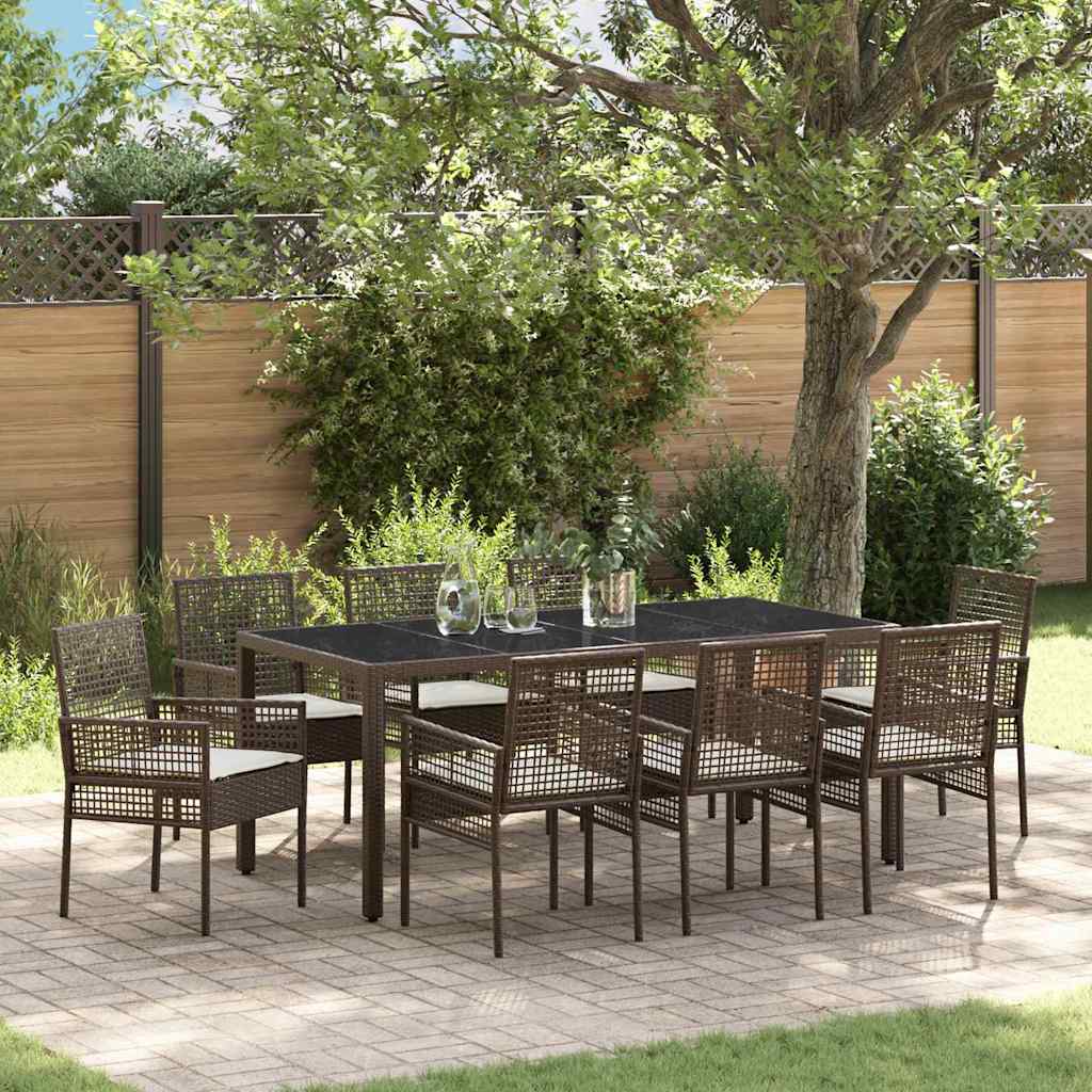 Have Spisebordssæt 9 pcs Brun polyrattan
