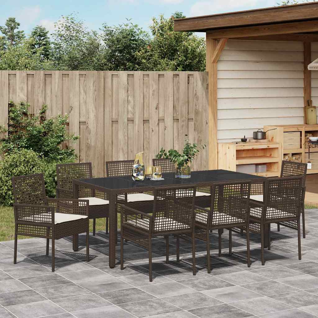 Have Spisebordssæt 9 pcs Brun polyrattan