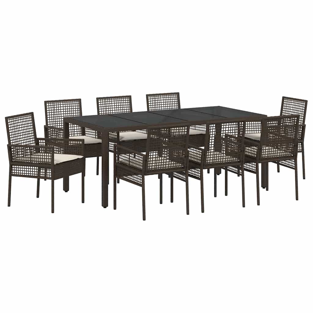 Have Spisebordssæt 9 pcs Brun polyrattan