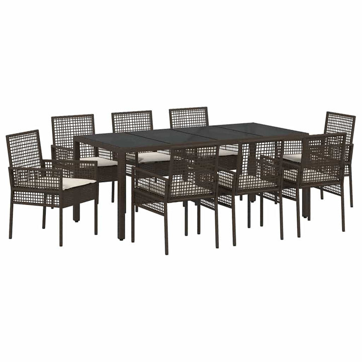 Have Spisebordssæt 9 pcs Brun polyrattan