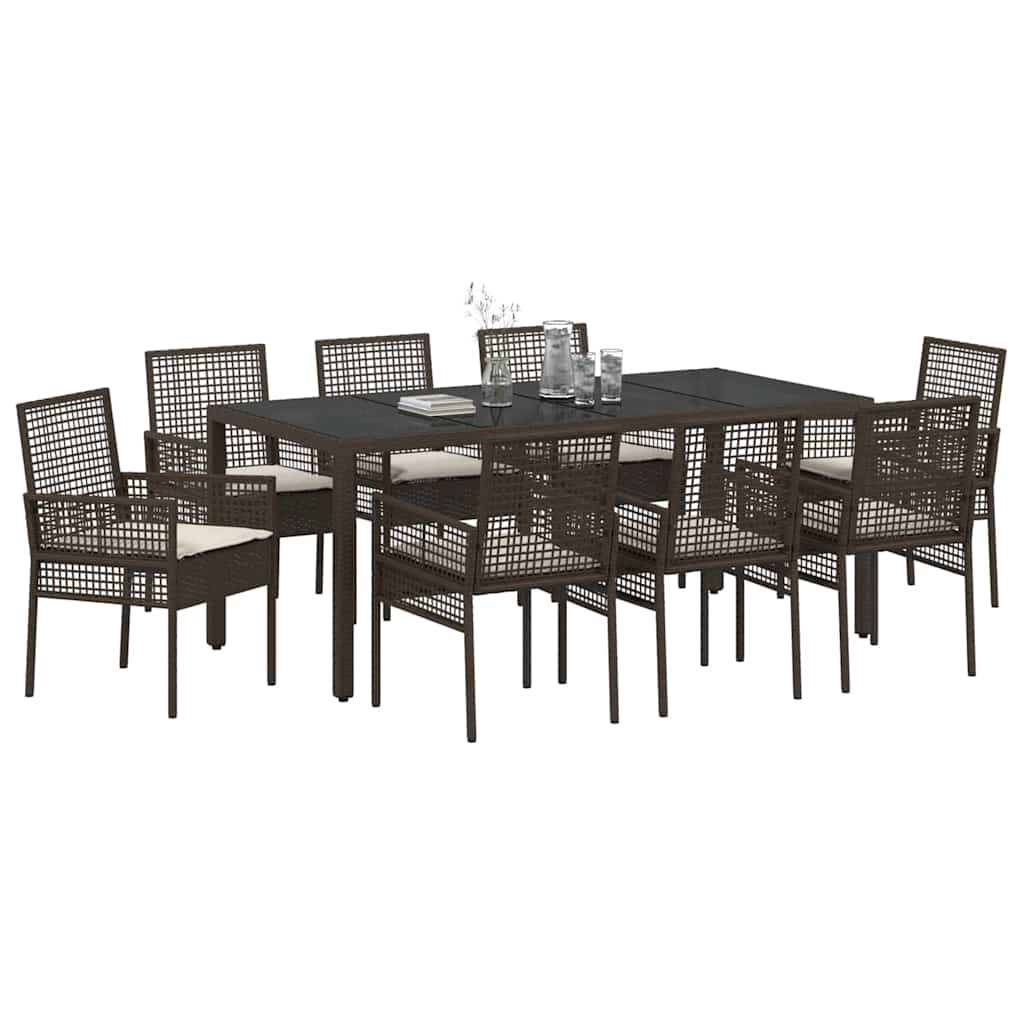 Have Spisebordssæt 9 pcs Brun polyrattan
