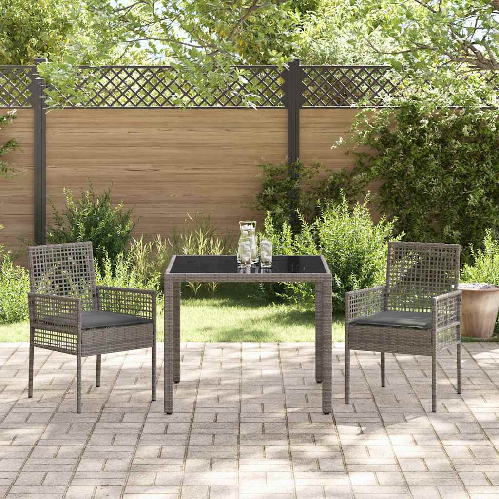 Have Spisebordssæt 3 pcs Grå polyrattan