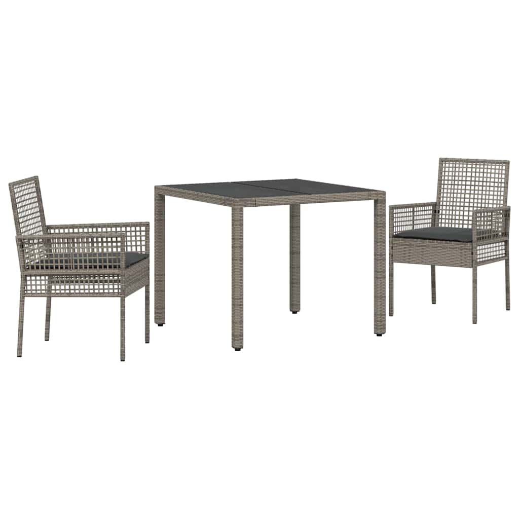 Have Spisebordssæt 3 pcs Grå polyrattan