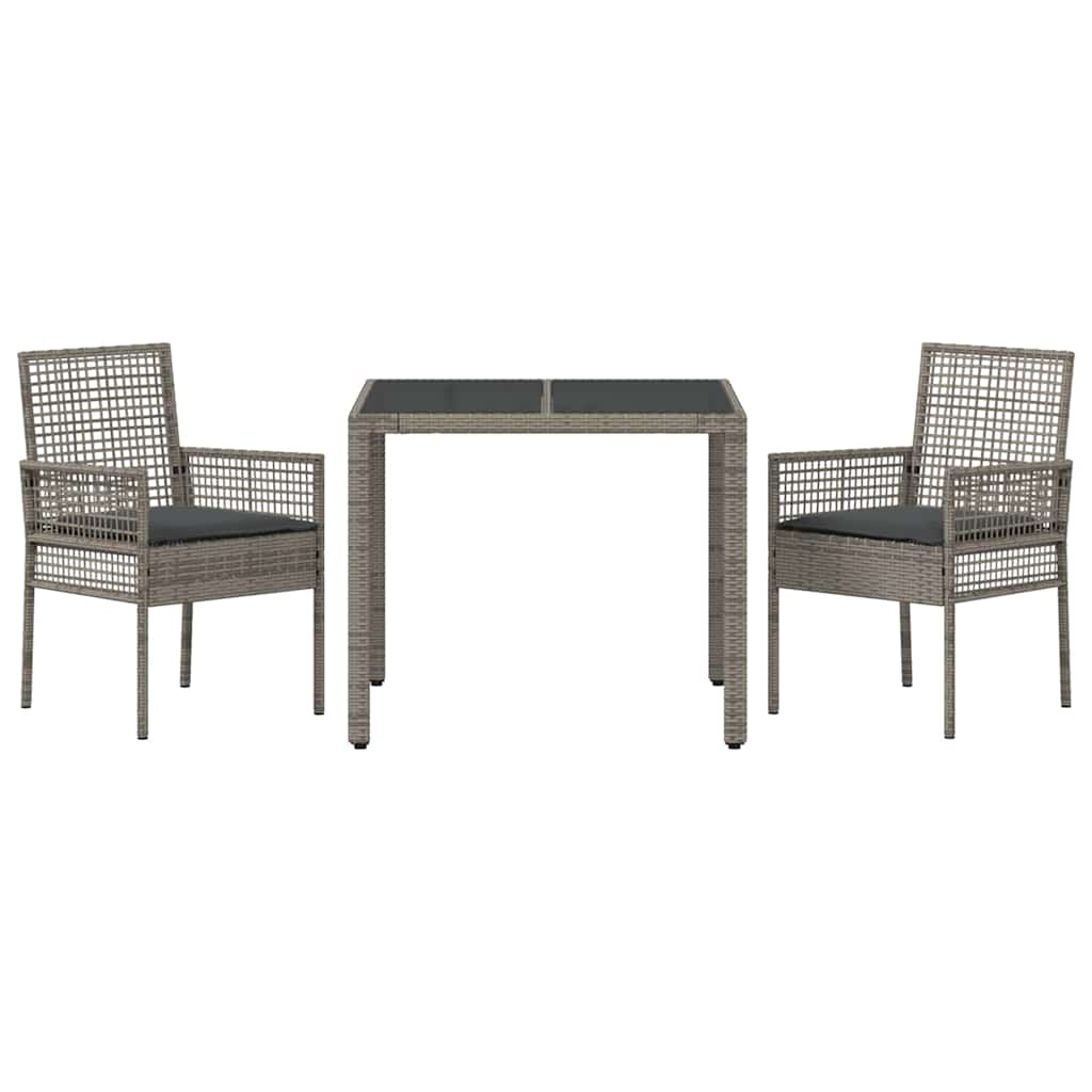 Have Spisebordssæt 3 pcs Grå polyrattan