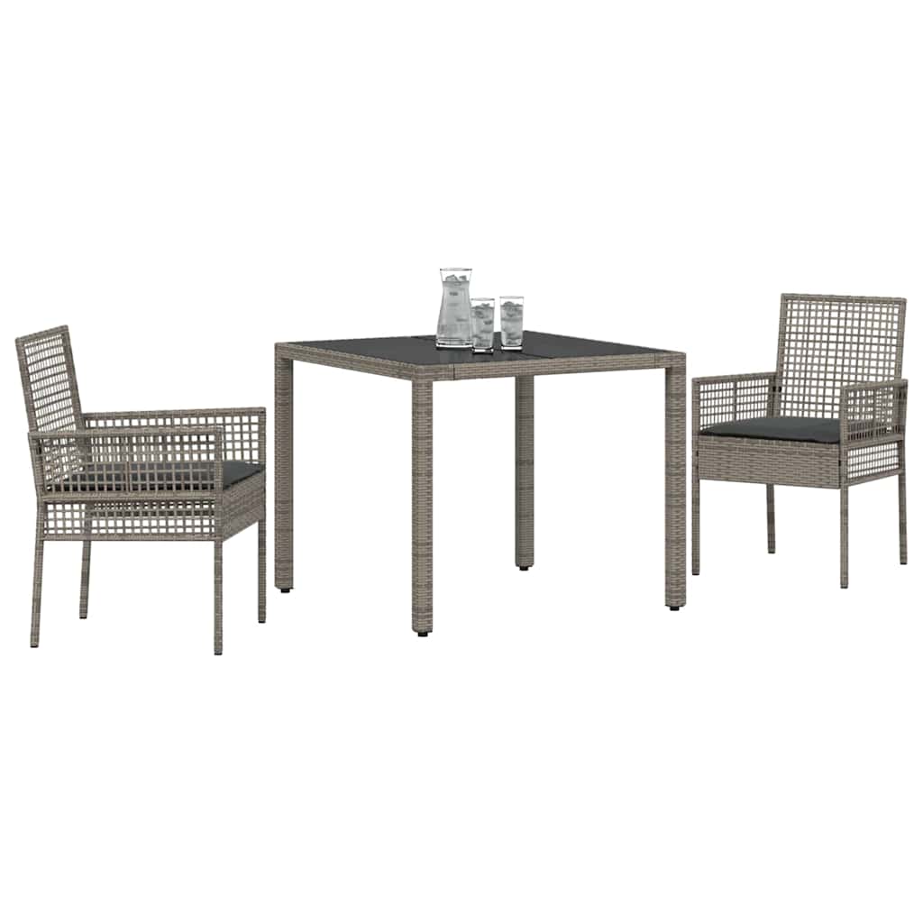 Have Spisebordssæt 3 pcs Grå polyrattan