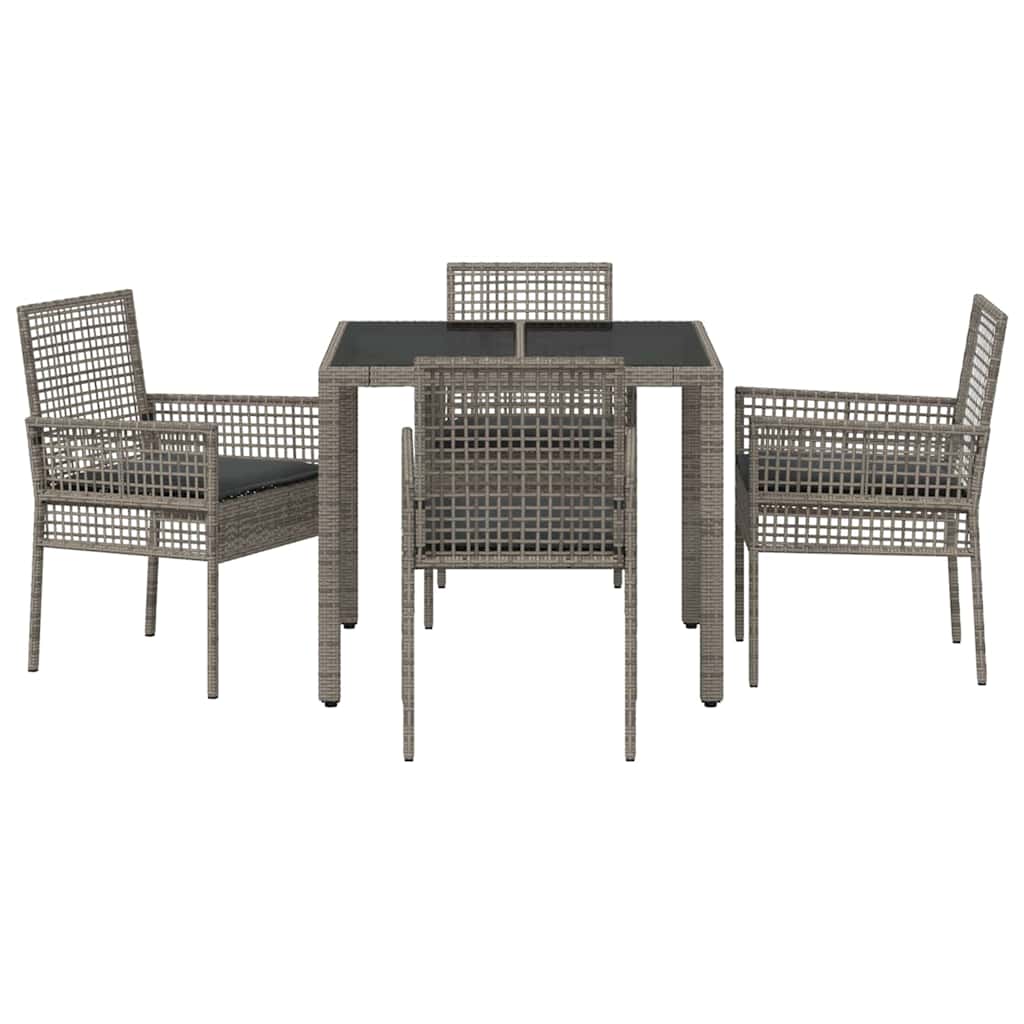 Have Spisebordssæt 5 pcs Grå polyrattan