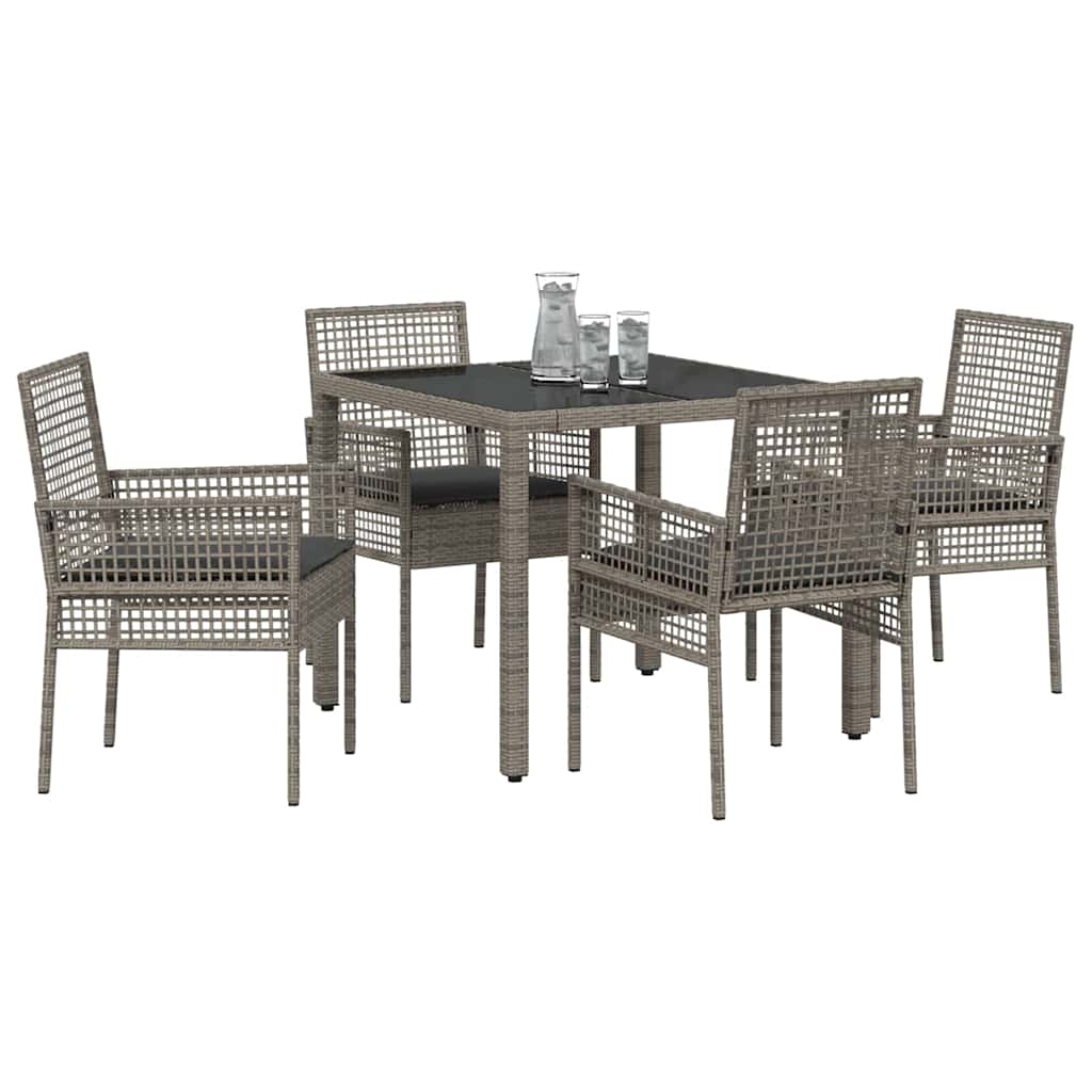 Have Spisebordssæt 5 pcs Grå polyrattan