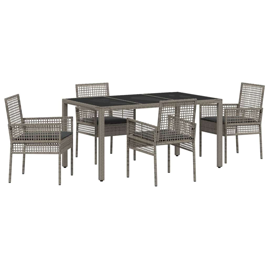 Have Spisebordssæt 5 pcs Grå polyrattan