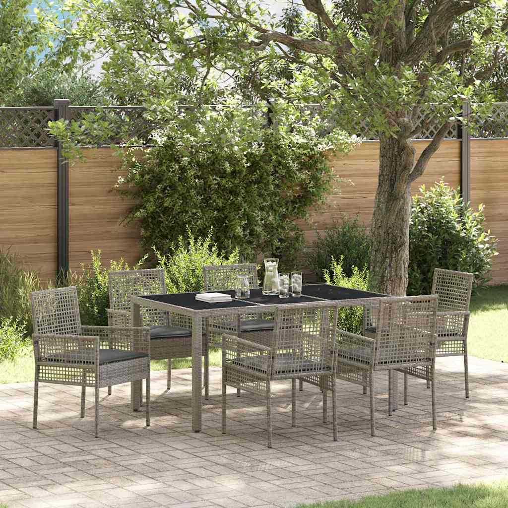 Have Spisebordssæt 7 pcs Grå polyrattan