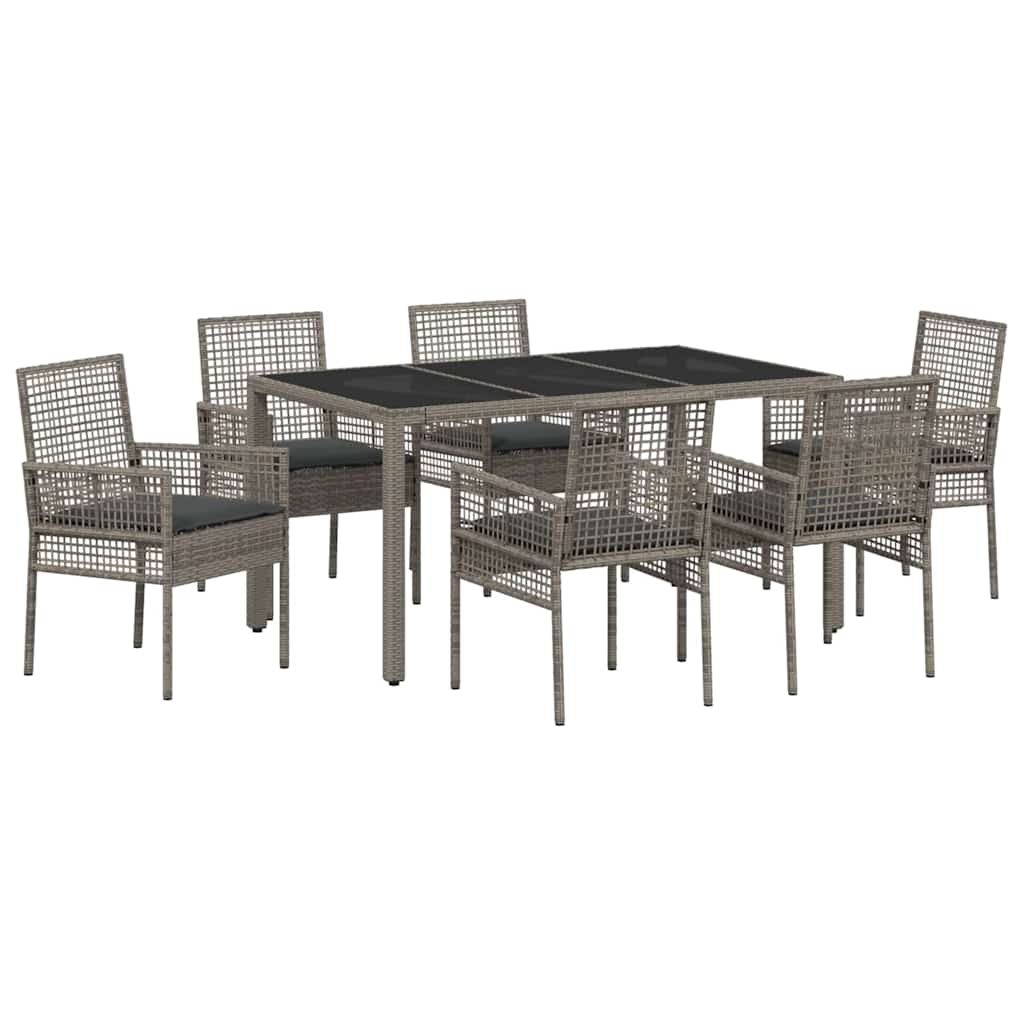 Have Spisebordssæt 7 pcs Grå polyrattan