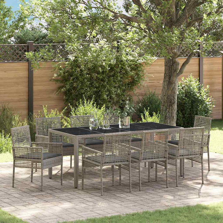 Have Spisebordssæt 9 pcs Grå polyrattan