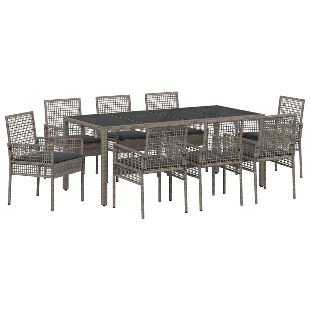 Have Spisebordssæt 9 pcs Grå polyrattan