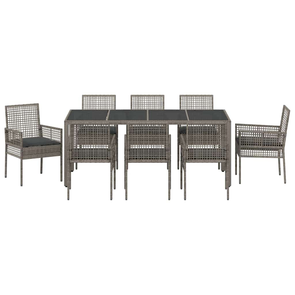 Have Spisebordssæt 9 pcs Grå polyrattan