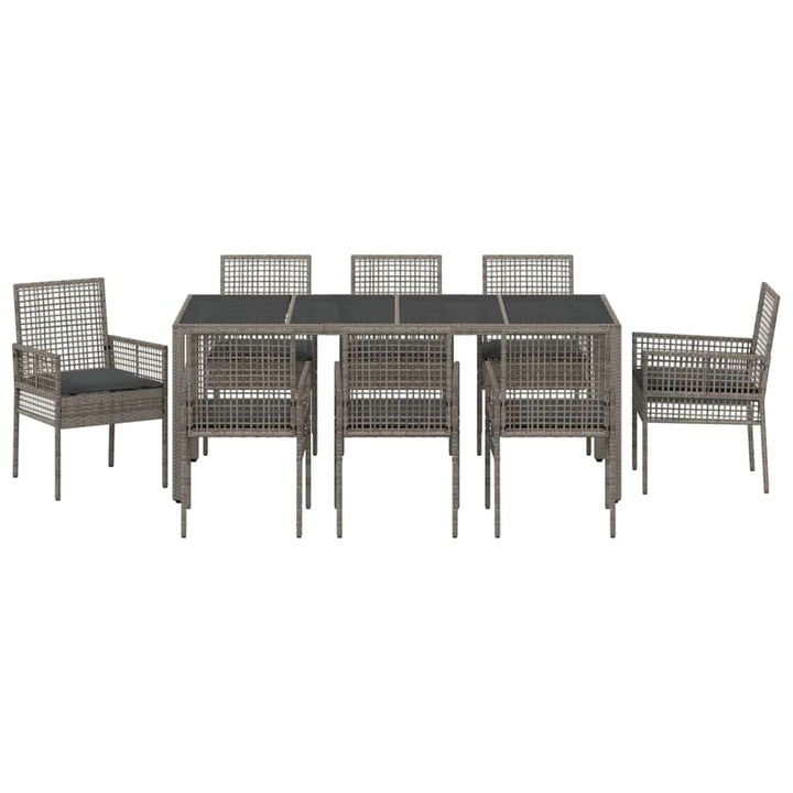 Have Spisebordssæt 9 pcs Grå polyrattan