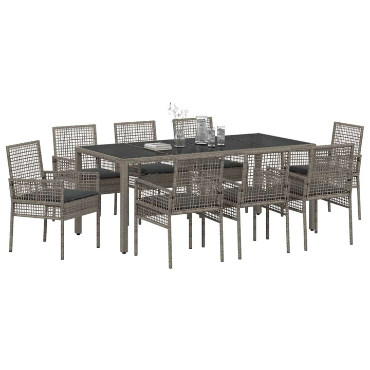 Have Spisebordssæt 9 pcs Grå polyrattan