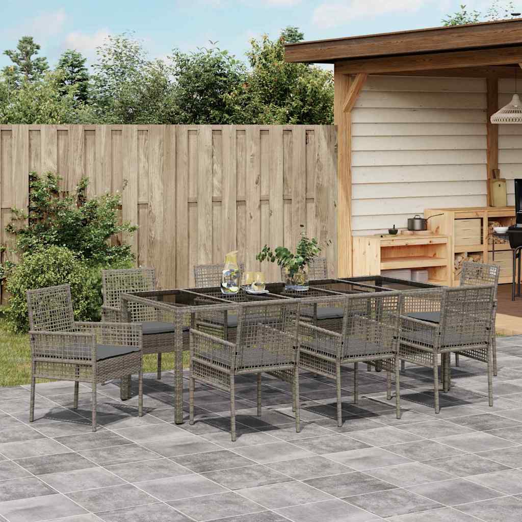 Have Spisebordssæt 9 pcs Grå polyrattan