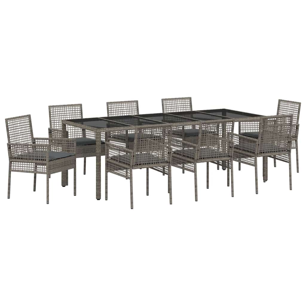 Have Spisebordssæt 9 pcs Grå polyrattan