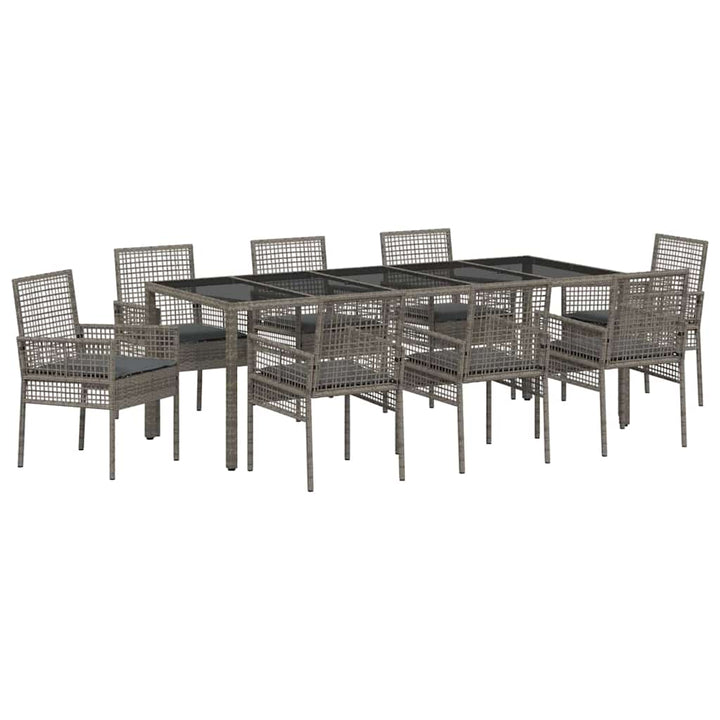 Have Spisebordssæt 9 pcs Grå polyrattan