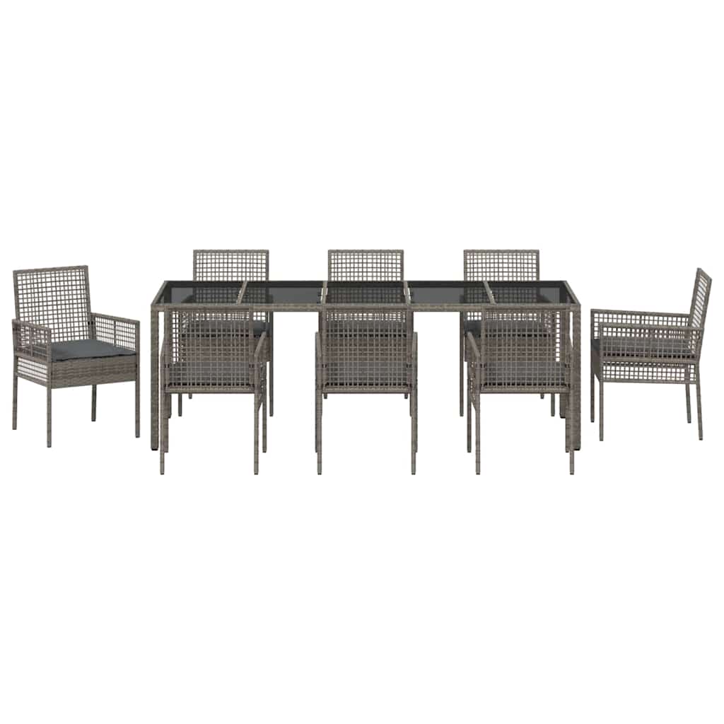 Have Spisebordssæt 9 pcs Grå polyrattan