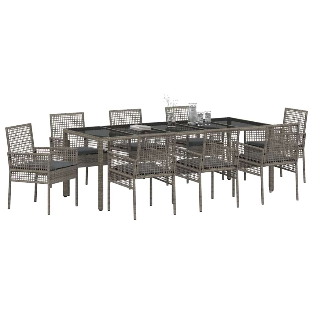 Have Spisebordssæt 9 pcs Grå polyrattan