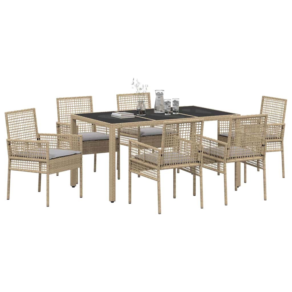 Have Spisebordssæt 7 pcs Beige polyrattan