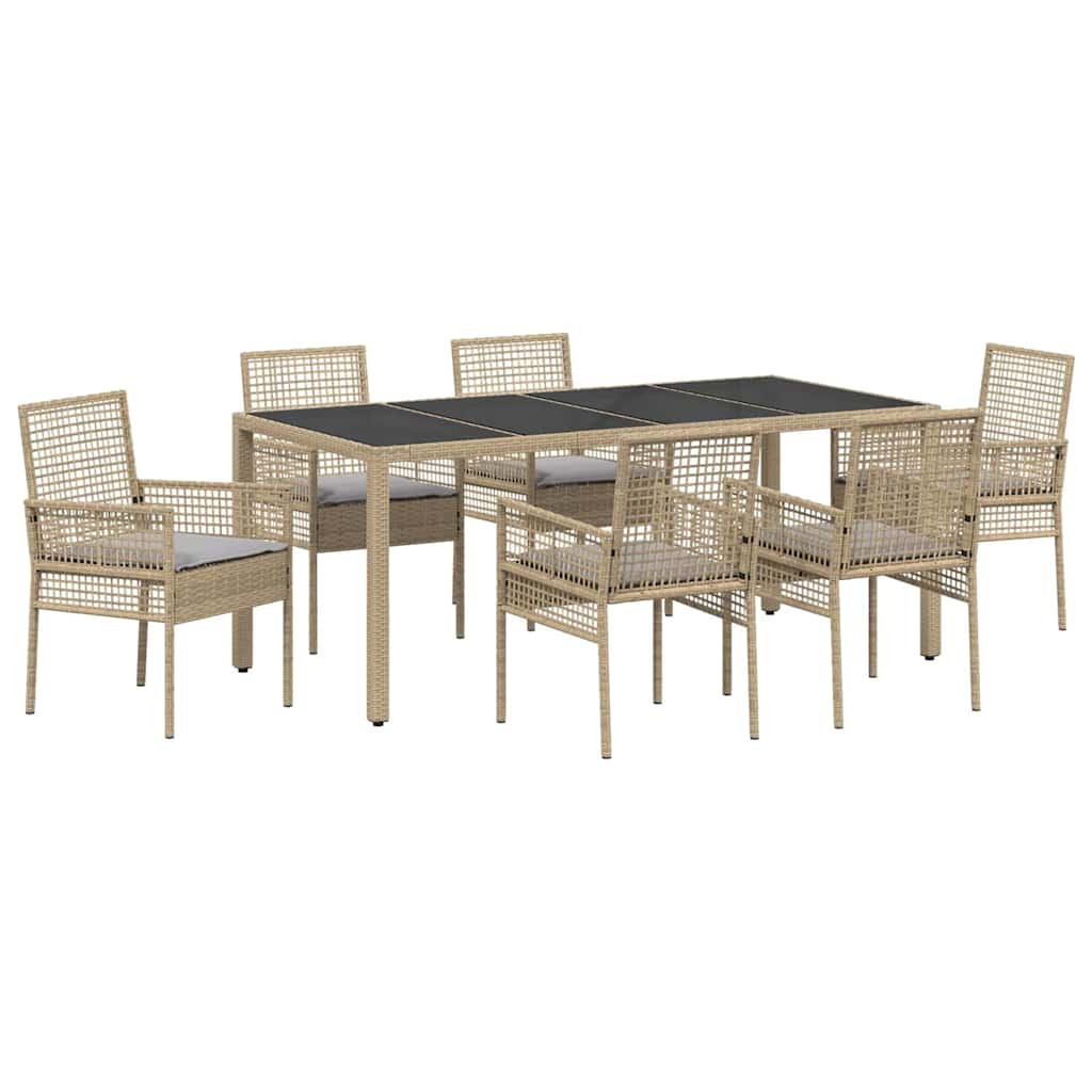 Have Spisebordssæt 7 pcs Beige polyrattan