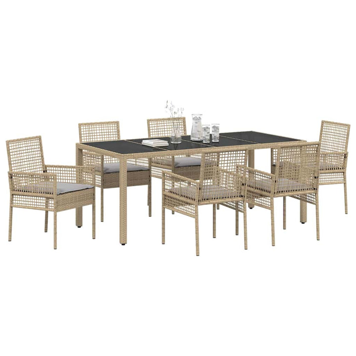Have Spisebordssæt 7 pcs Beige polyrattan