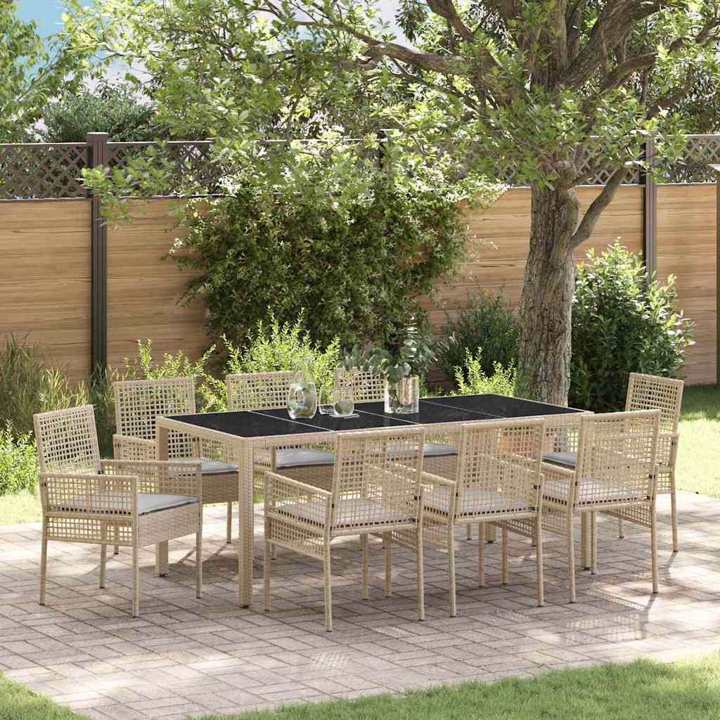 Have Spisebordssæt 9 pcs Beige polyrattan