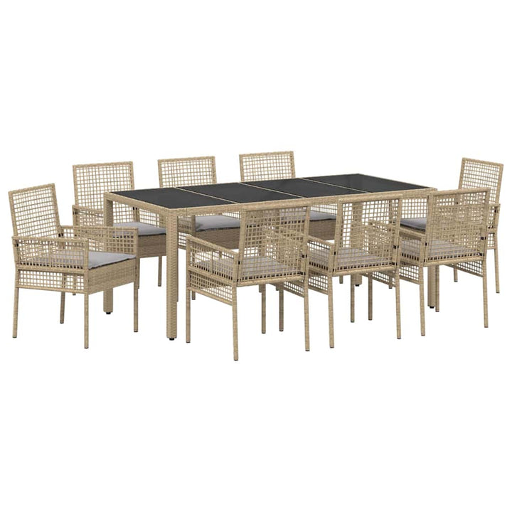 Have Spisebordssæt 9 pcs Beige polyrattan