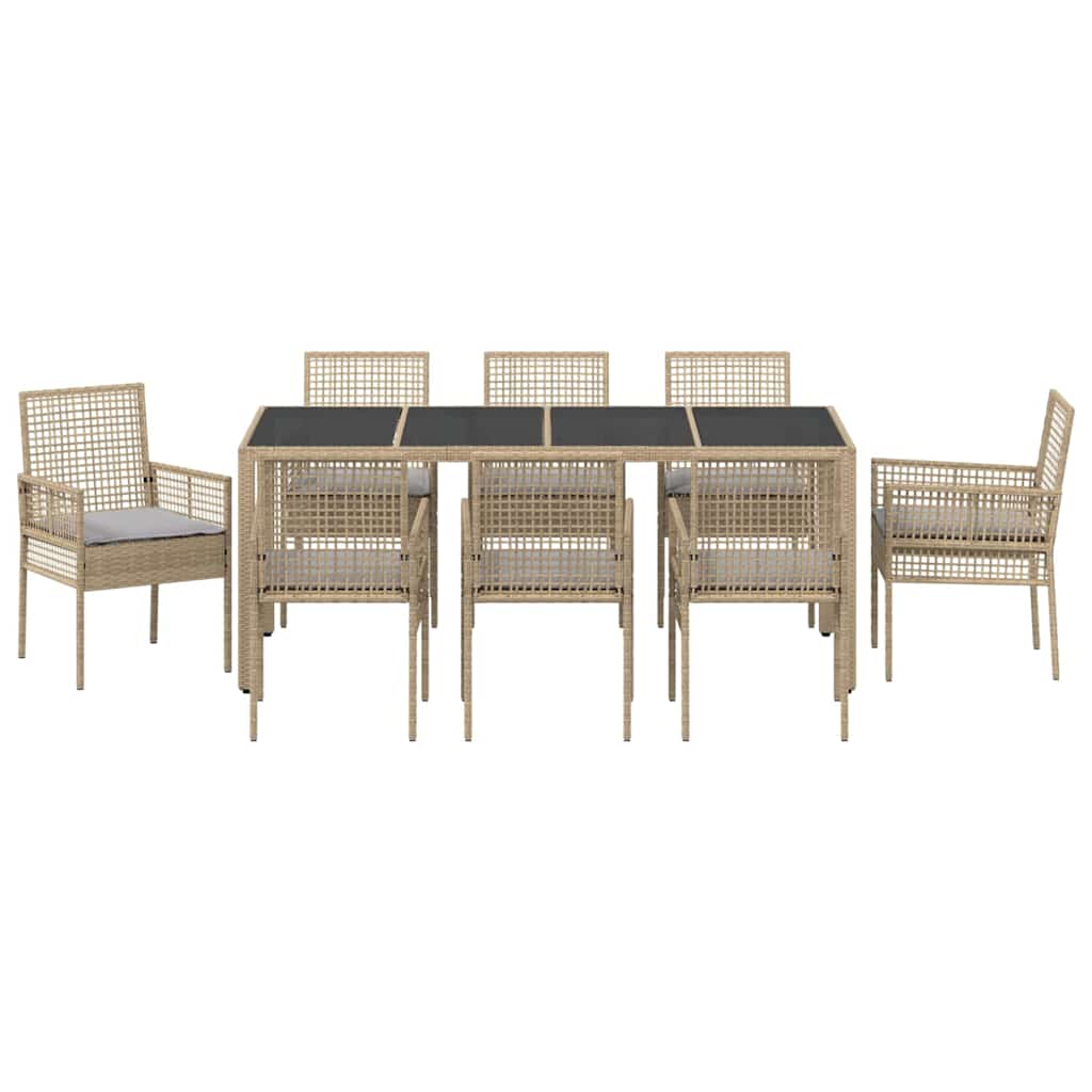 Have Spisebordssæt 9 pcs Beige polyrattan