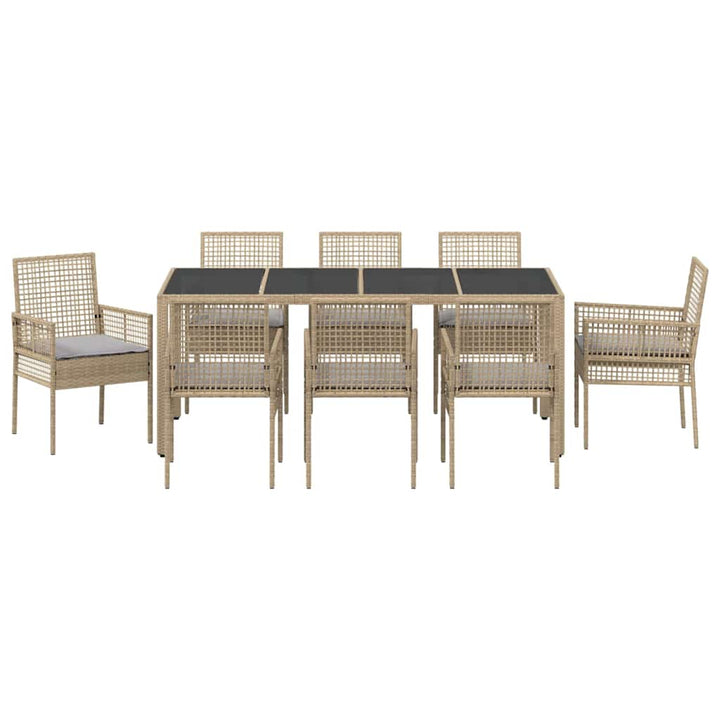 Have Spisebordssæt 9 pcs Beige polyrattan