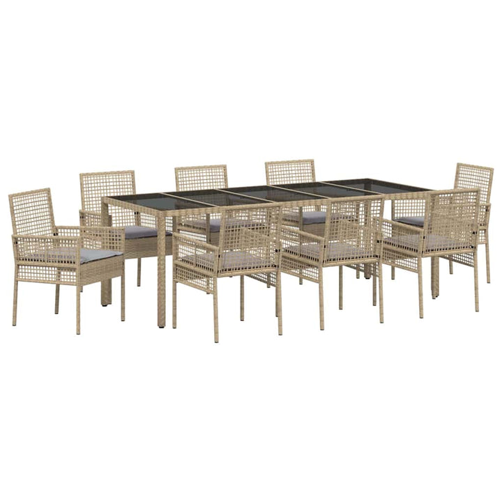 Have Spisebordssæt 9 pcs Beige polyrattan