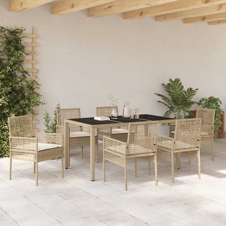 Have Spisebordssæt 7 pcs Beige polyrattan