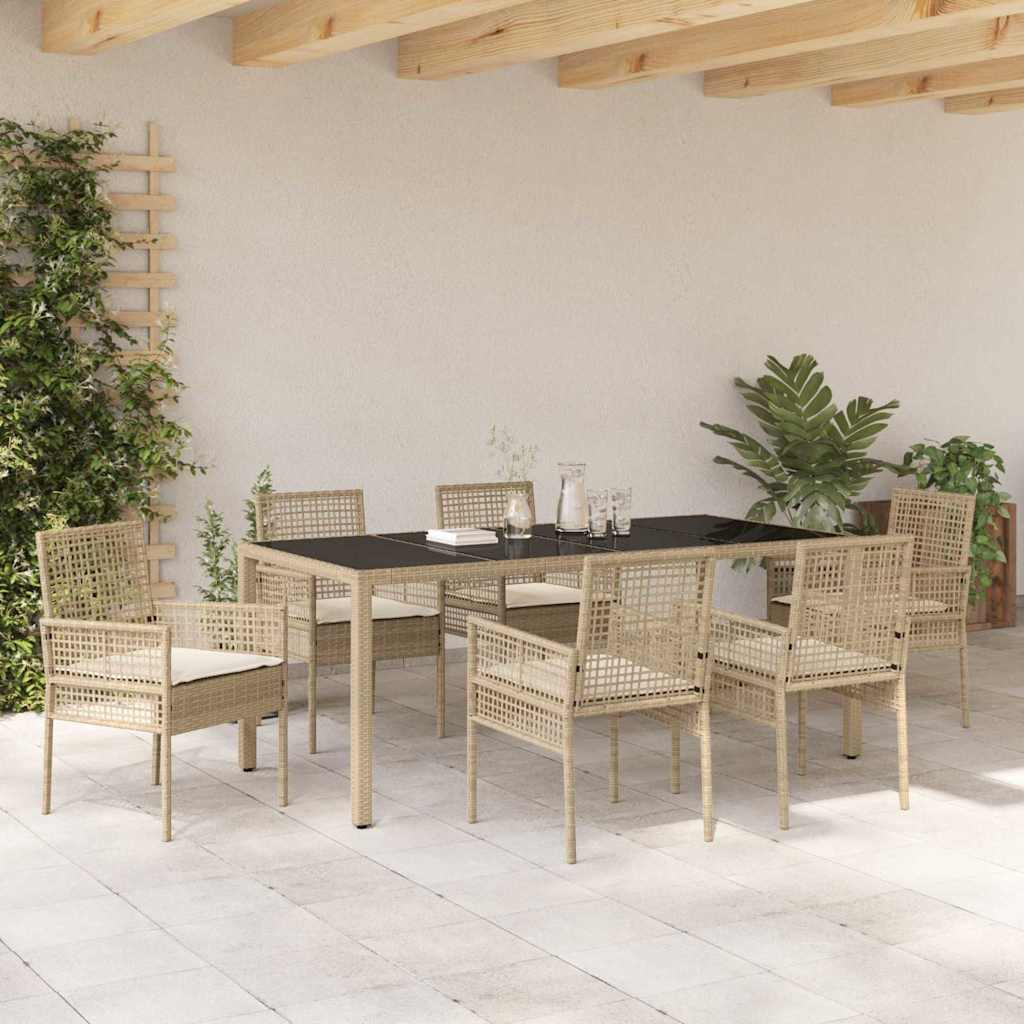 Have Spisebordssæt 7 pcs Beige polyrattan