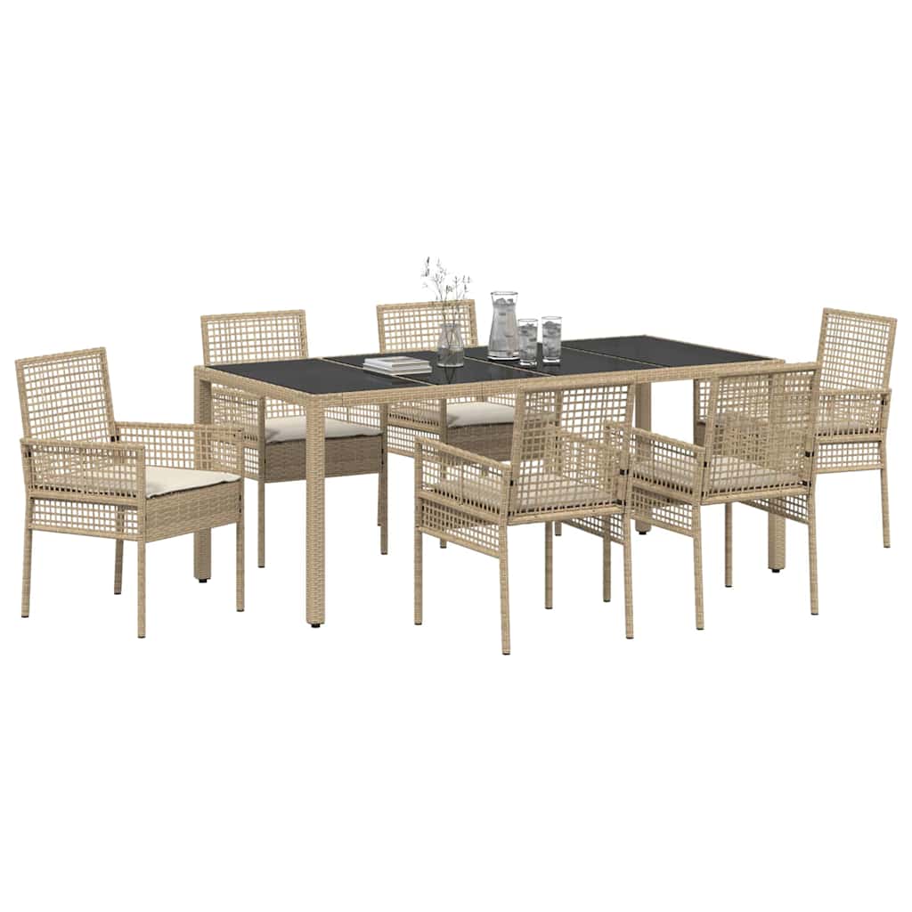 Have Spisebordssæt 7 pcs Beige polyrattan