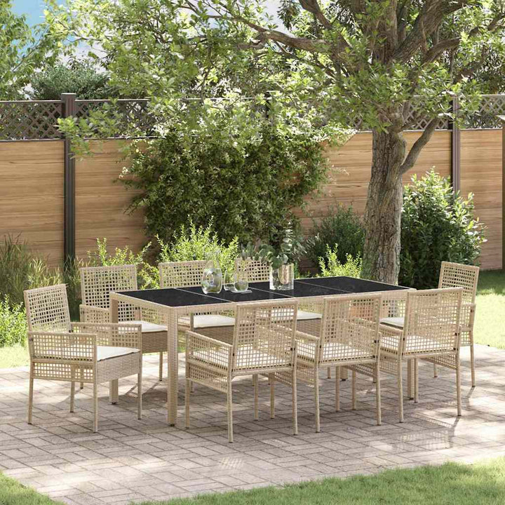 Have Spisebordssæt 9 pcs Beige polyrattan