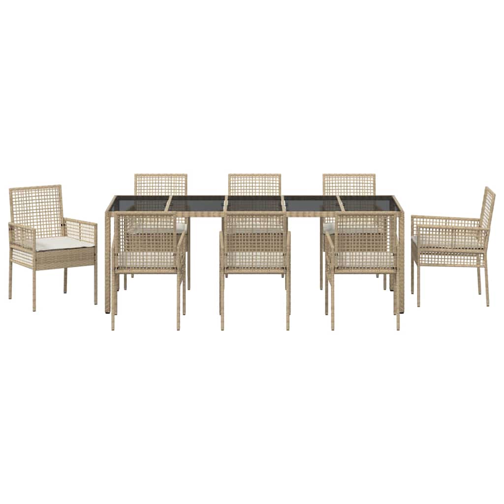 Have Spisebordssæt 9 pcs Beige polyrattan