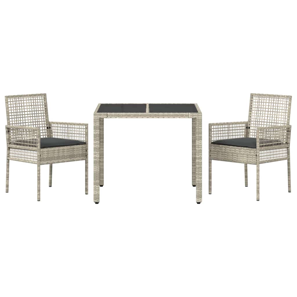 Have Spisebordssæt 3 pcs Lysegrå polyrattan