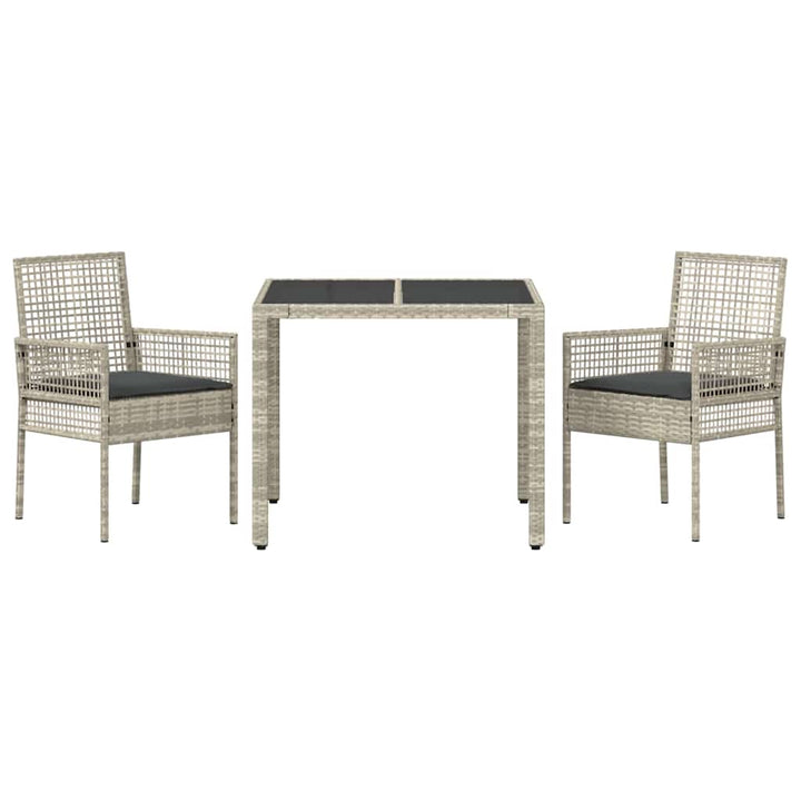Have Spisebordssæt 3 pcs Lysegrå polyrattan