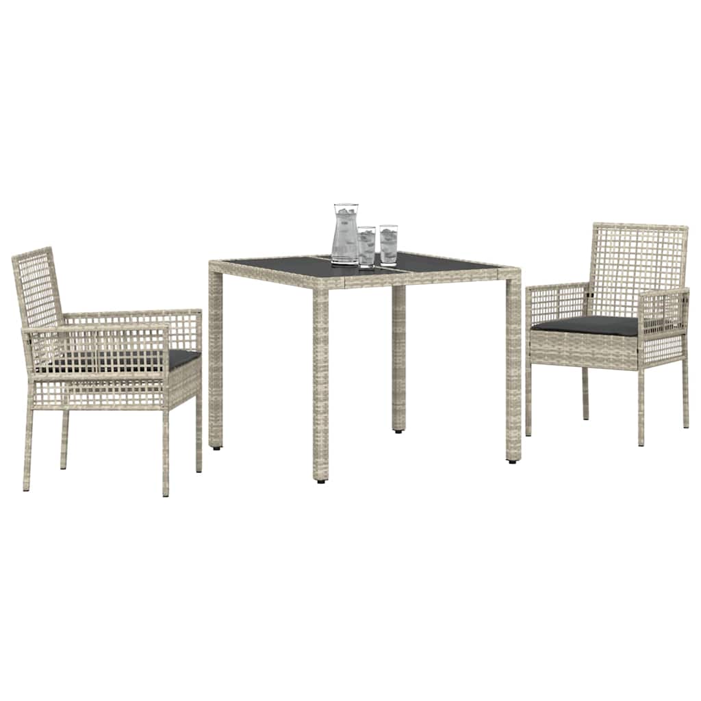 Have Spisebordssæt 3 pcs Lysegrå polyrattan