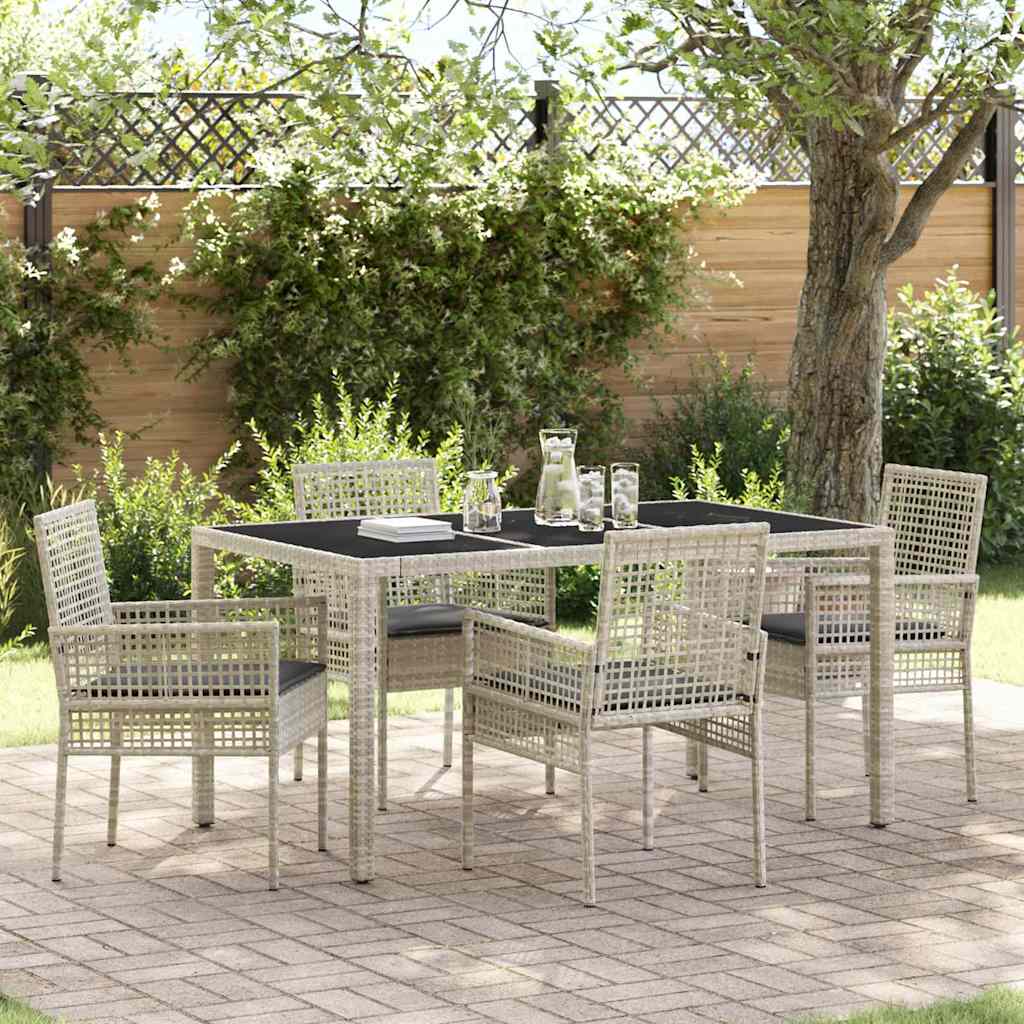 Have Spisebordssæt 5 pcs Lysegrå polyrattan