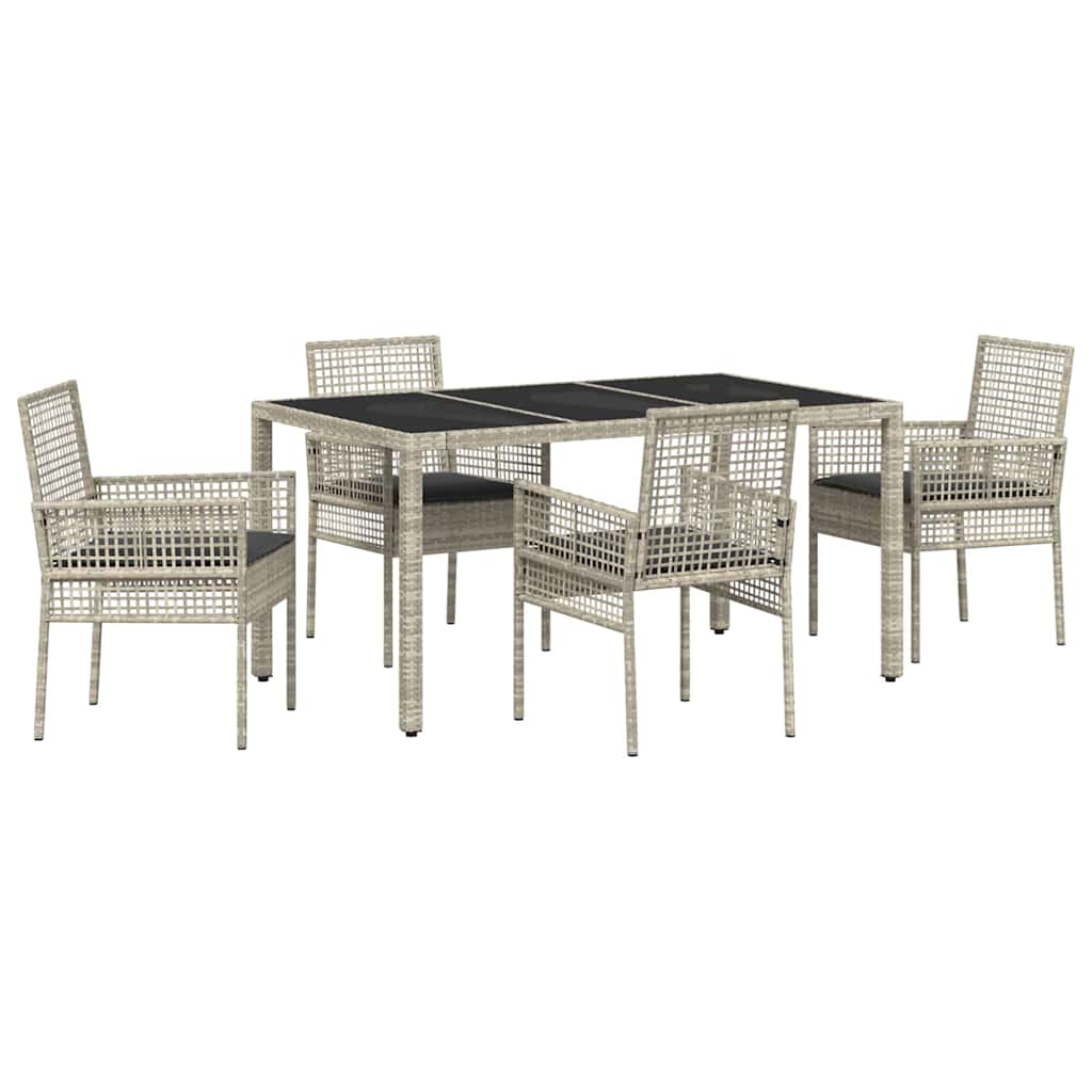 Have Spisebordssæt 5 pcs Lysegrå polyrattan