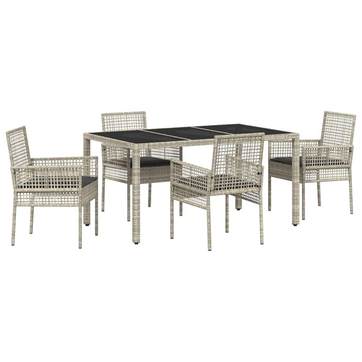 Have Spisebordssæt 5 pcs Lysegrå polyrattan