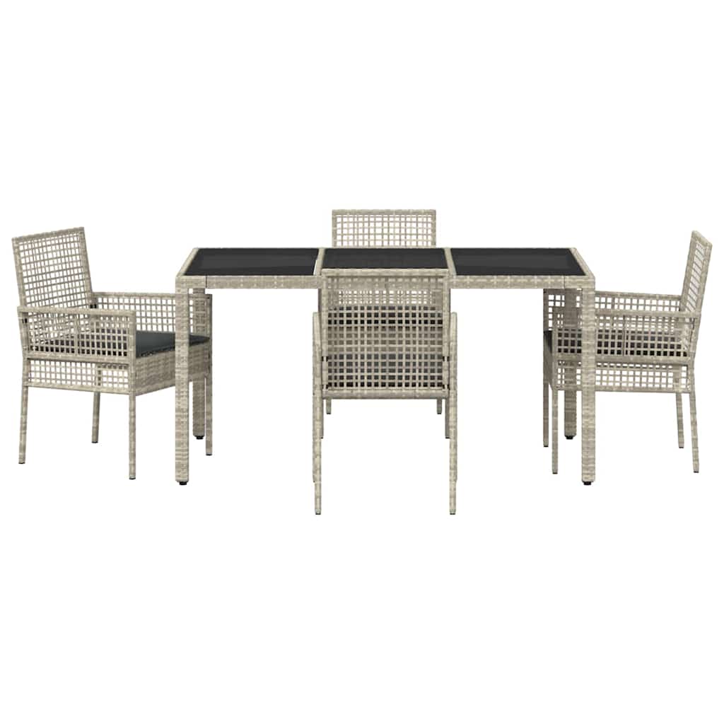 Have Spisebordssæt 5 pcs Lysegrå polyrattan