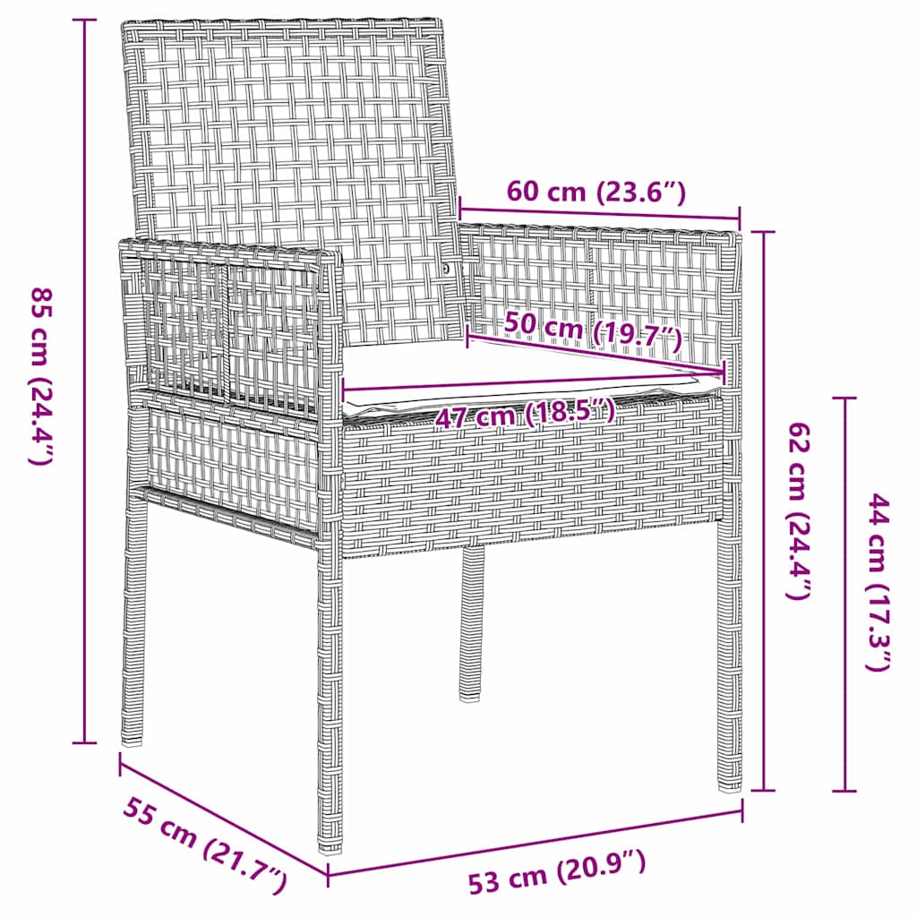 Have Spisebordssæt 5 pcs Lysegrå polyrattan