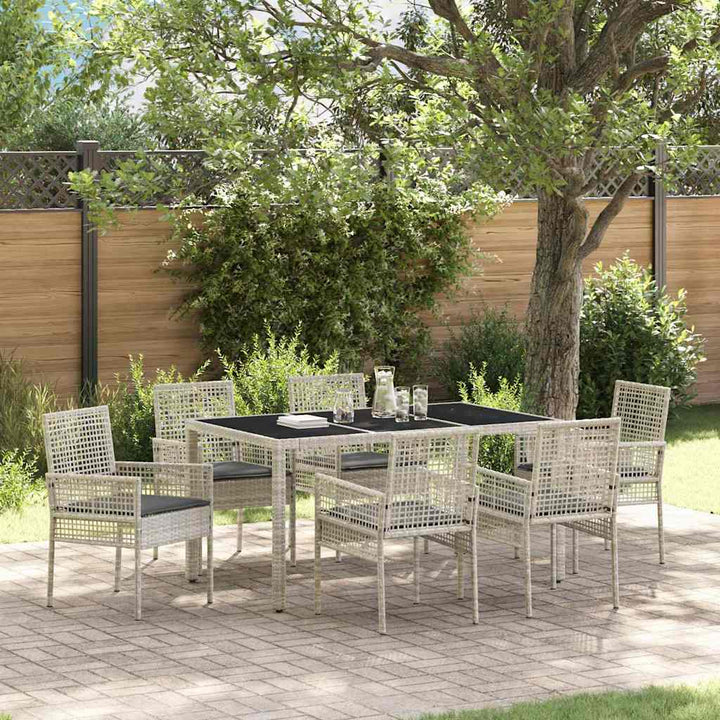 Have Spisebordssæt 7 pcs Lysegrå polyrattan